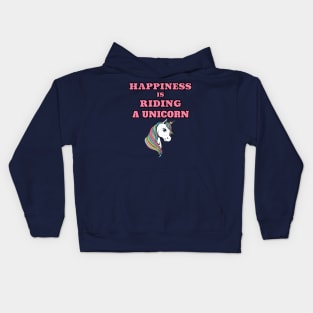 Happiness Is Riding A Unicorn Cute Positive Gift Kids Hoodie